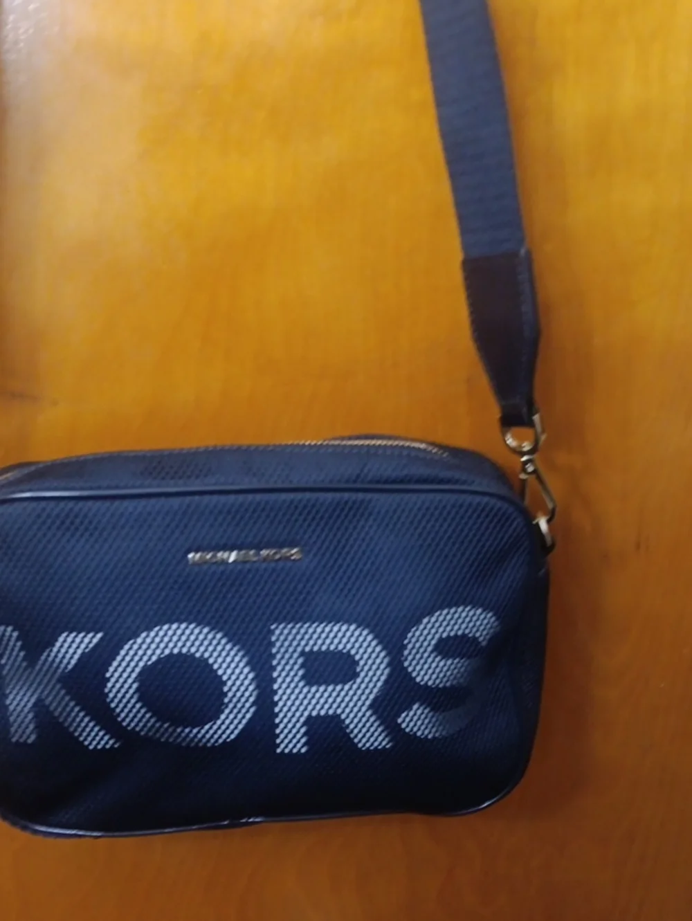 Michael Kors Navy and White Logo Messenger Crossbody